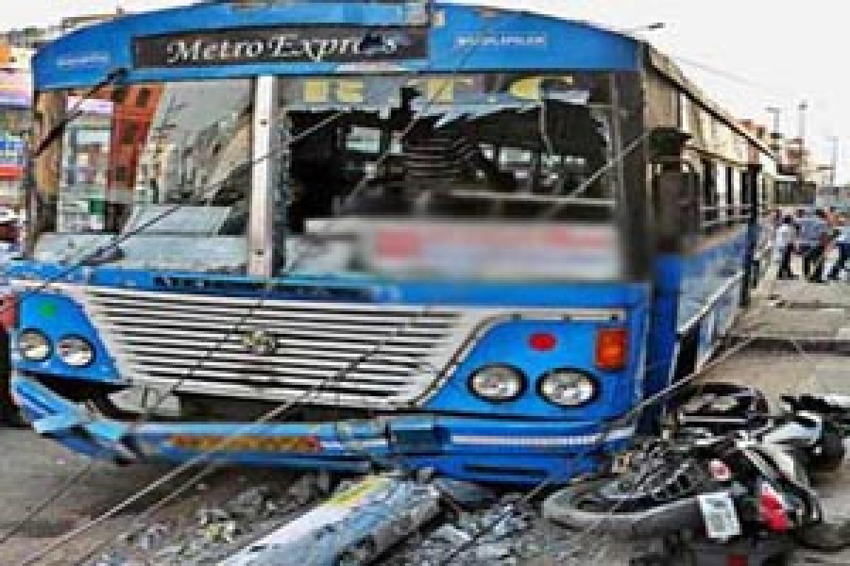 RTC bus loses control, two students killed